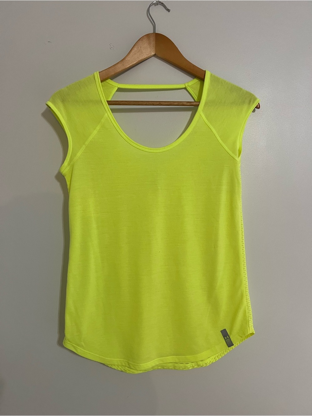 Women’s Neon Yellow Under Armour Tee with Back Strap Detail